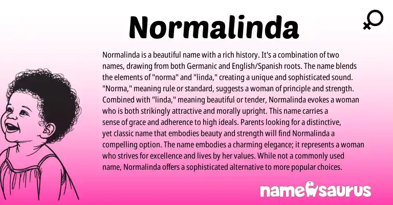 Infographic about Normalinda name meaning, Normalinda is a name from Germanic, English origin(s).
