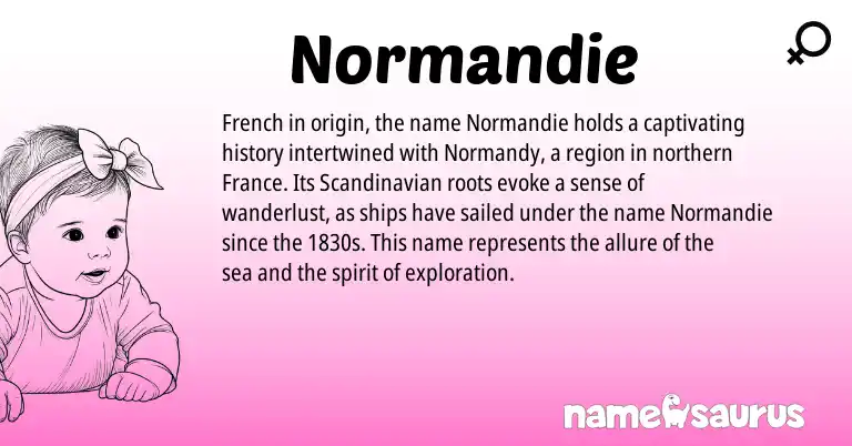 Infographic about Normandie name meaning, Normandie is a name from Scandinavian, French origin(s).