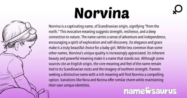 Infographic about Norvina name meaning, Norvina is a name from Scandinavian origin(s).