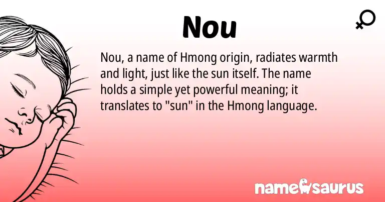 Infographic about Nou name meaning, Nou is a name from Hmong origin(s).