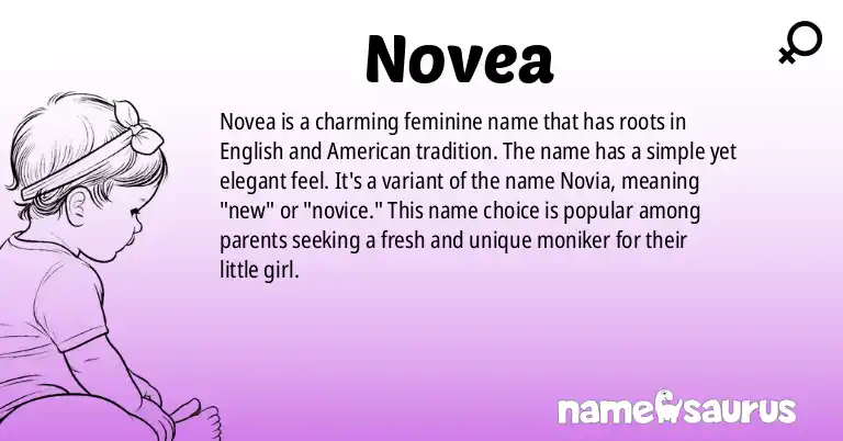 Infographic about Novea name meaning, Novea is a name from English, English (American) origin(s).
