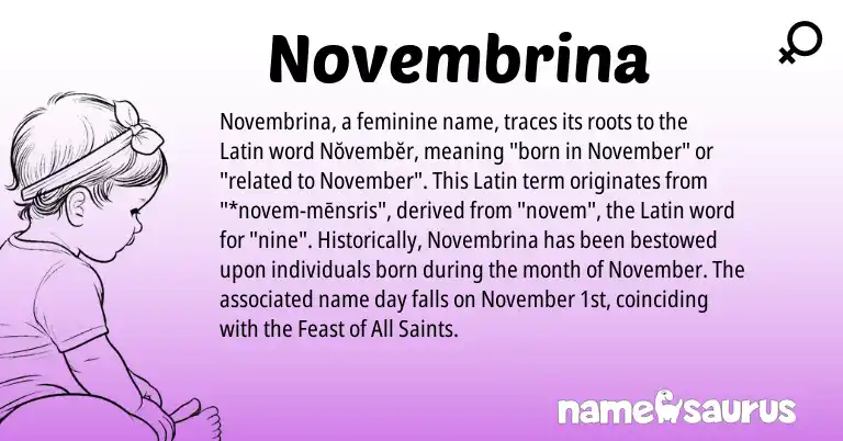 Infographic about Novembrina name meaning, Novembrina is a name from Latin origin(s).