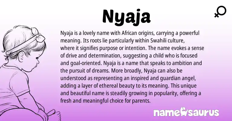 Infographic about Nyaja name meaning, Nyaja is a name from English, African origin(s).