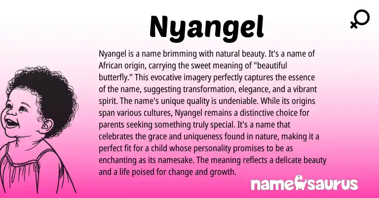 Infographic about Nyangel name meaning, Nyangel is a name from African origin(s).
