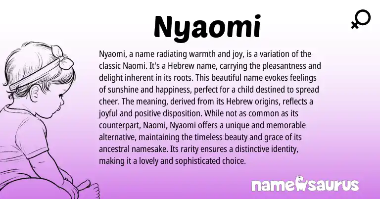 Infographic about Nyaomi name meaning, Nyaomi is a name from Hebrew origin(s).