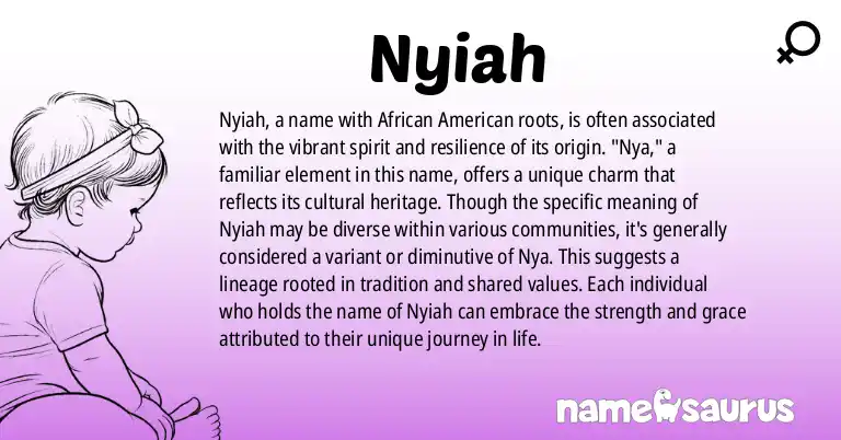 Infographic about Nyiah name meaning, Nyiah is a name from African American origin(s).
