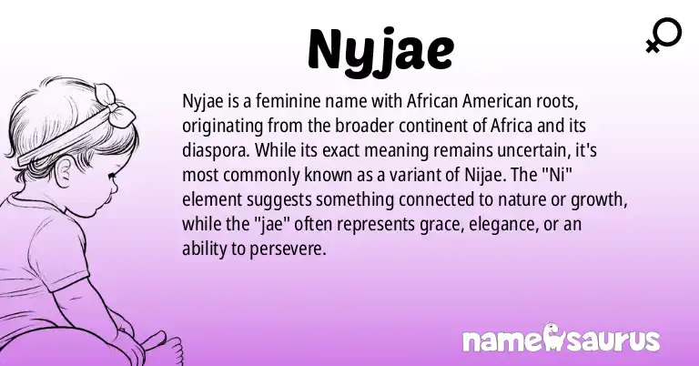 Infographic about Nyjae name meaning, Nyjae is a name from African American origin(s).
