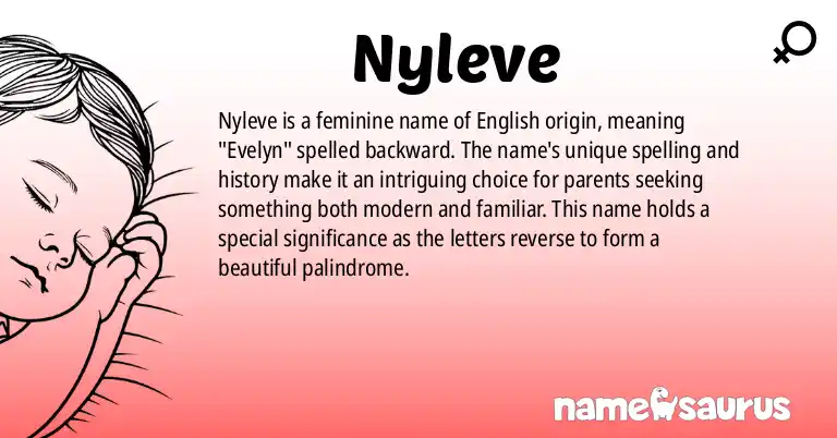 Infographic about Nyleve name meaning, Nyleve is a name from English (American) origin(s).