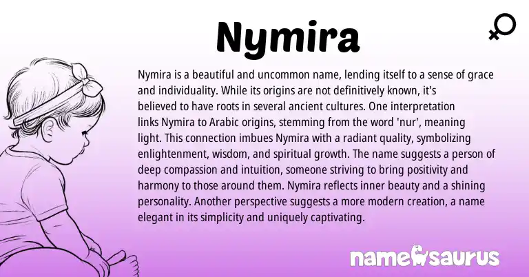 Infographic about Nymira name meaning, Nymira is a name from Arabic origin(s).