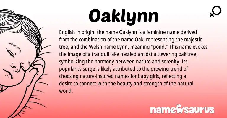 Infographic about Oaklynn name meaning, Oaklynn is a name from English, Welsh origin(s).