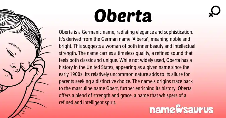 Infographic about Oberta name meaning, Oberta is a name from Germanic origin(s).