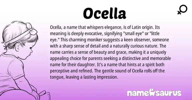 Infographic about Ocella name meaning, Ocella is a name from Latin origin(s).