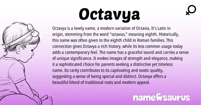 Infographic about Octavya name meaning, Octavya is a name from Latin origin(s).