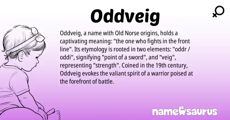 Infographic about Oddveig name meaning, Oddveig is a name from Old Norse origin(s).