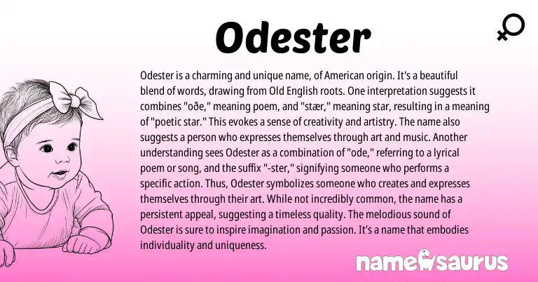 Infographic about Odester name meaning, Odester is a name from Other origin(s).