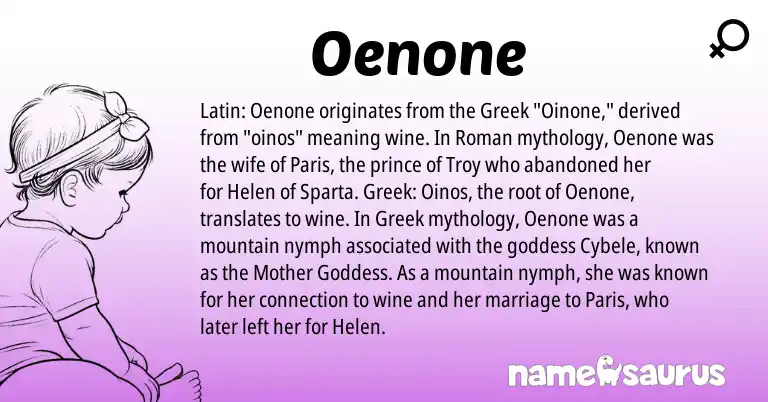 Infographic about Oenone name meaning, Oenone is a name from Roman, Latin, Greek origin(s).