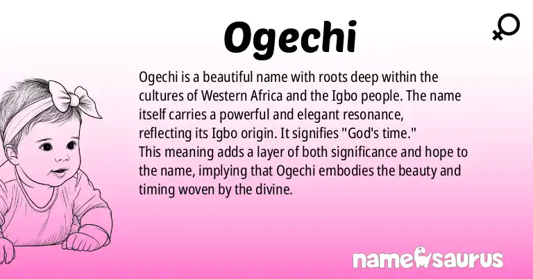 Infographic about Ogechi name meaning, Ogechi is a name from Western African, Igbo origin(s).