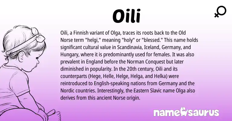 Infographic about Oili name meaning, Oili is a name from Old Norse, Finnish, Slavic, English, England, Norman, Nordic, Norse origin(s).