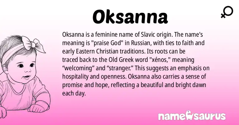 Infographic about Oksanna name meaning, Oksanna is a name from Russian, Slavic origin(s).