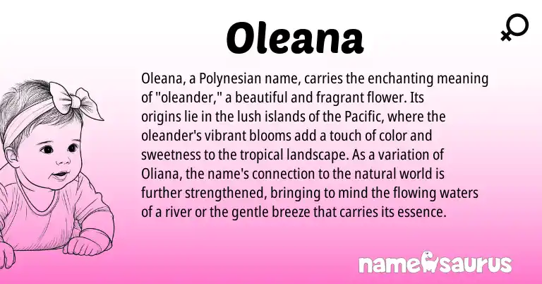 Infographic about Oleana name meaning, Oleana is a name from Polynesian origin(s).