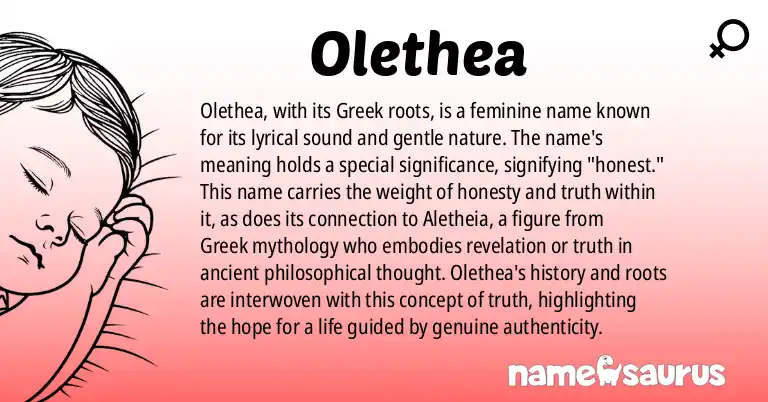Infographic about Olethea name meaning, Olethea is a name from Greek origin(s).