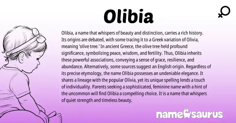 Infographic about Olibia name meaning, Olibia is a name from Greek origin(s).