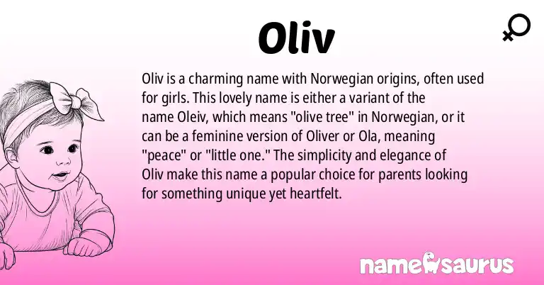 Infographic about Oliv name meaning, Oliv is a name from Norwegian origin(s).