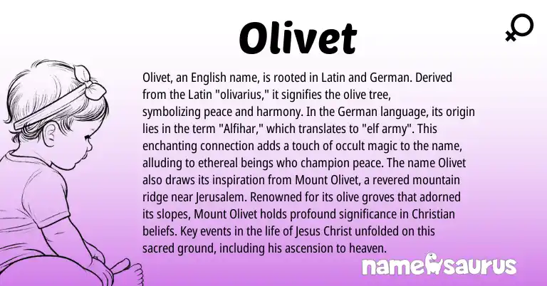 Infographic about Olivet name meaning, Olivet is a name from German, English, Latin origin(s).