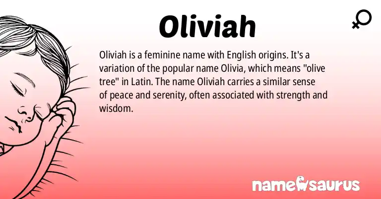 Infographic about Oliviah name meaning, Oliviah is a name from English origin(s).