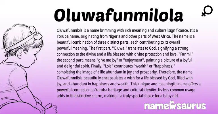 Infographic about Oluwafunmilola name meaning, Oluwafunmilola is a name from Yoruba origin(s).