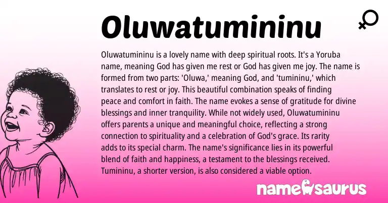 Infographic about Oluwatumininu name meaning, Oluwatumininu is a name from Yoruba origin(s).