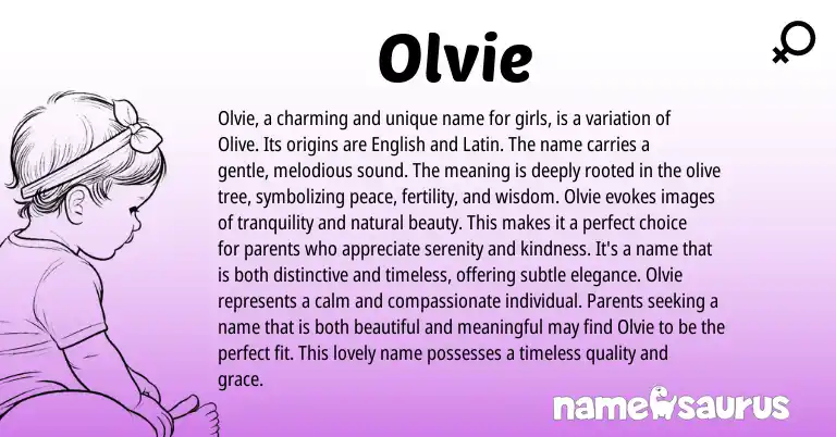 Infographic about Olvie name meaning, Olvie is a name from Latin, English origin(s).