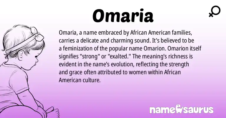 Infographic about Omaria name meaning, Omaria is a name from African American origin(s).