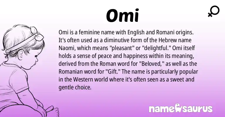 Infographic about Omi name meaning, Omi is a name from English, Romani origin(s).