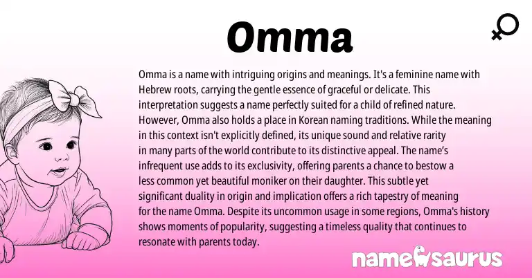 Infographic about Omma name meaning, Omma is a name from Hebrew origin(s).