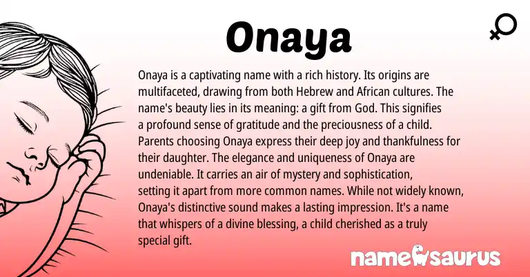 Infographic about Onaya name meaning, Onaya is a name from Hebrew origin(s).