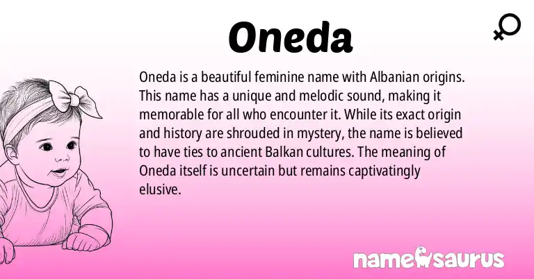 Infographic about Oneda name meaning, Oneda is a name from Albanian origin(s).