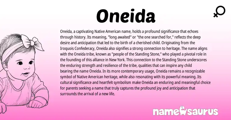 Infographic about Oneida name meaning, Oneida is a name from Native American, Oneida, Iroquois origin(s).