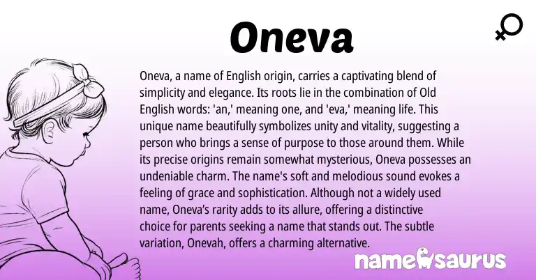 Infographic about Oneva name meaning, Oneva is a name from English origin(s).