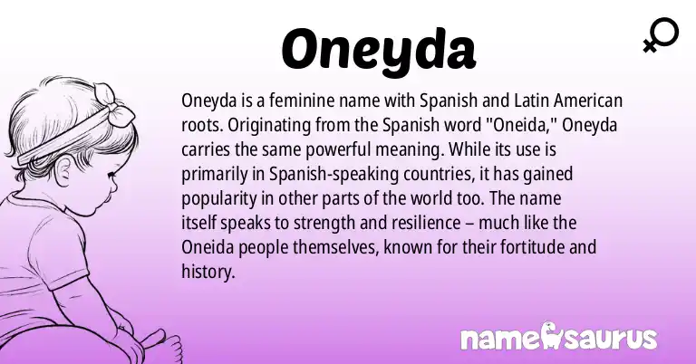 Infographic about Oneyda name meaning, Oneyda is a name from Spanish (Latin American) origin(s).