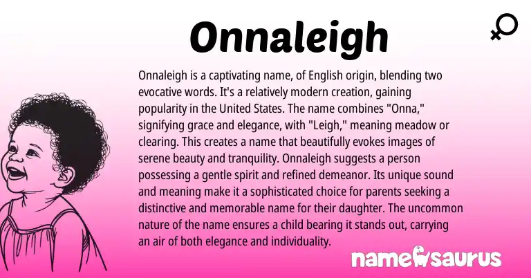 Infographic about Onnaleigh name meaning, Onnaleigh is a name from English origin(s).