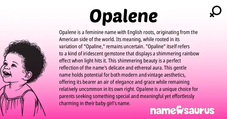 Infographic about Opalene name meaning, Opalene is a name from English (American) origin(s).