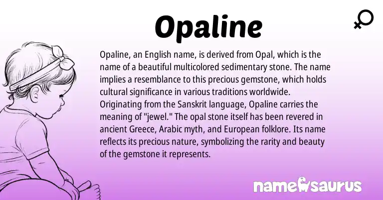 Infographic about Opaline name meaning, Opaline is a name from English, Greece, European, Arabic, Sanskrit origin(s).