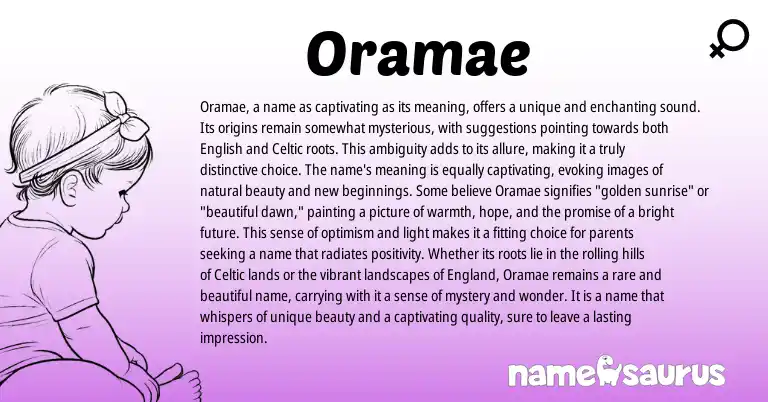 Infographic about Oramae name meaning, Oramae is a name from English origin(s).