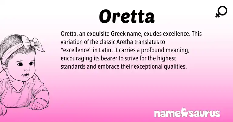 Infographic about Oretta name meaning, Oretta is a name from Latin, Greek origin(s).