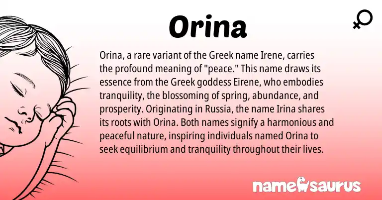 Infographic about Orina name meaning, Orina is a name from Greek origin(s).
