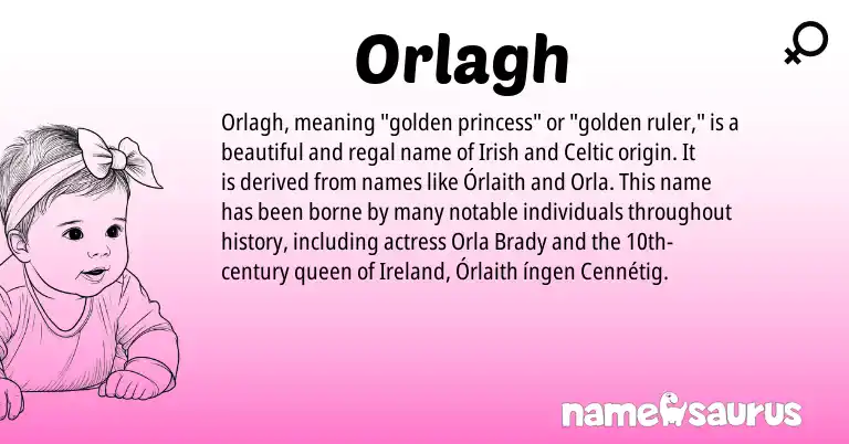 Infographic about Orlagh name meaning, Orlagh is a name from Irish, Ireland, Celtic origin(s).