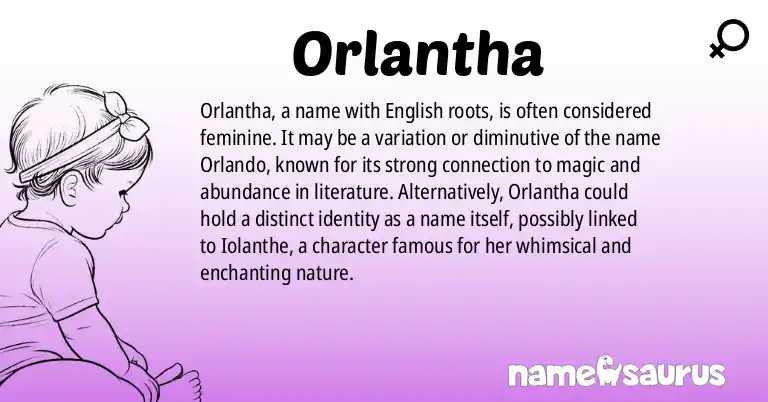 Infographic about Orlantha name meaning, Orlantha is a name from English origin(s).