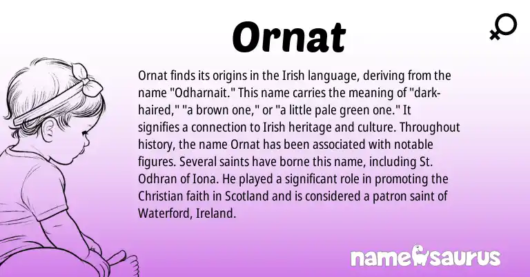 Infographic about Ornat name meaning, Ornat is a name from Irish, Ireland origin(s).