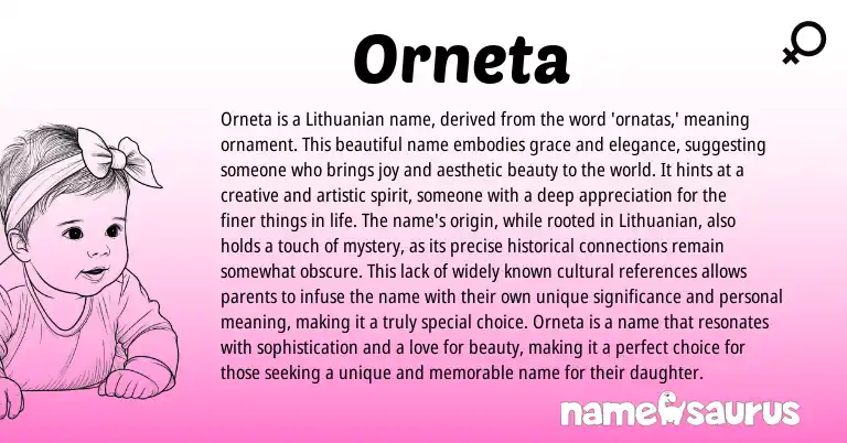 Infographic about Orneta name meaning, Orneta is a name from Lithuanian, Polish origin(s).